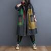 Oversized Autumn Denim Long Hoodies Trench Coat Women Modis Print Patchwork Ladies Windbreaks Casual Loose Woman Trench
