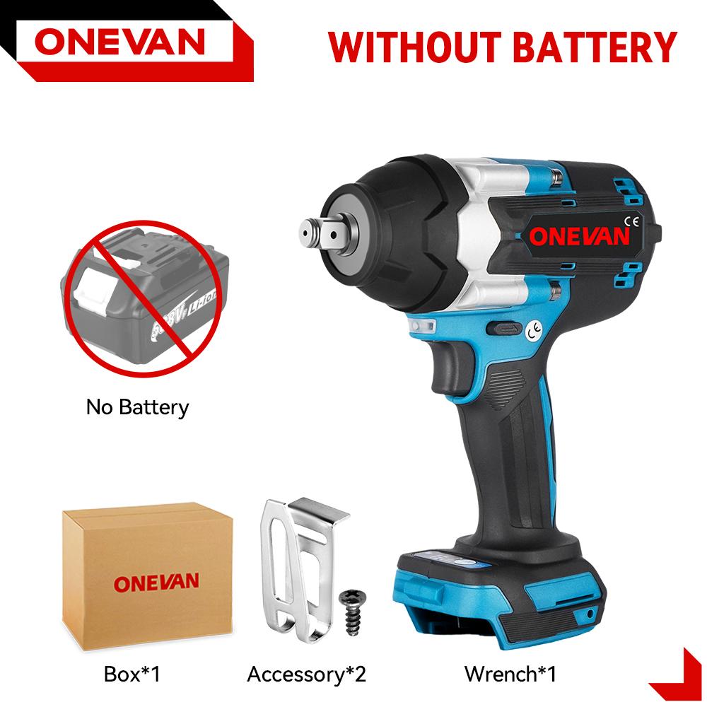 ONEVAN 1800N.M Brushless Electric Impact Wrench Screwdriver 3Gear High Torque Cordless Wrench Power Tools for Makita 18V Battery
