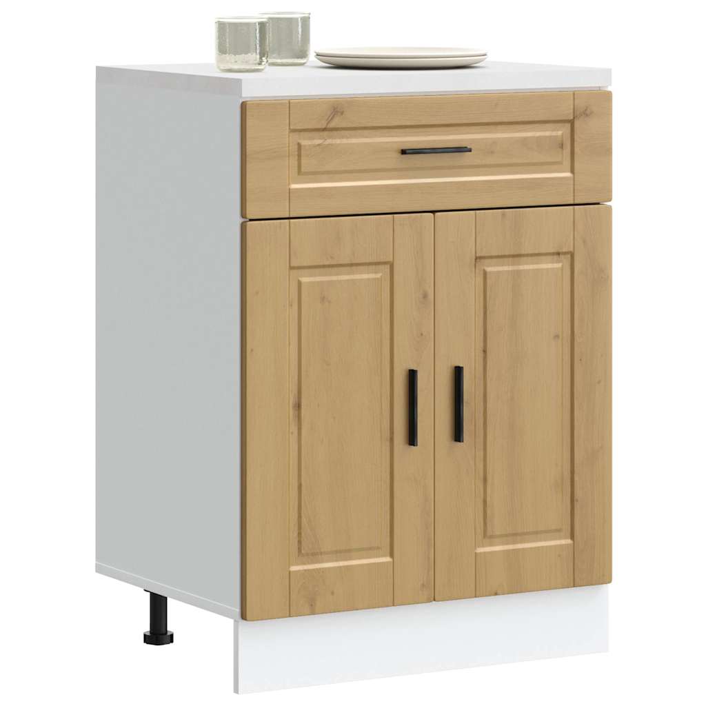 Porto Kitchen Base Cabinet Artisan Oak Wood Material