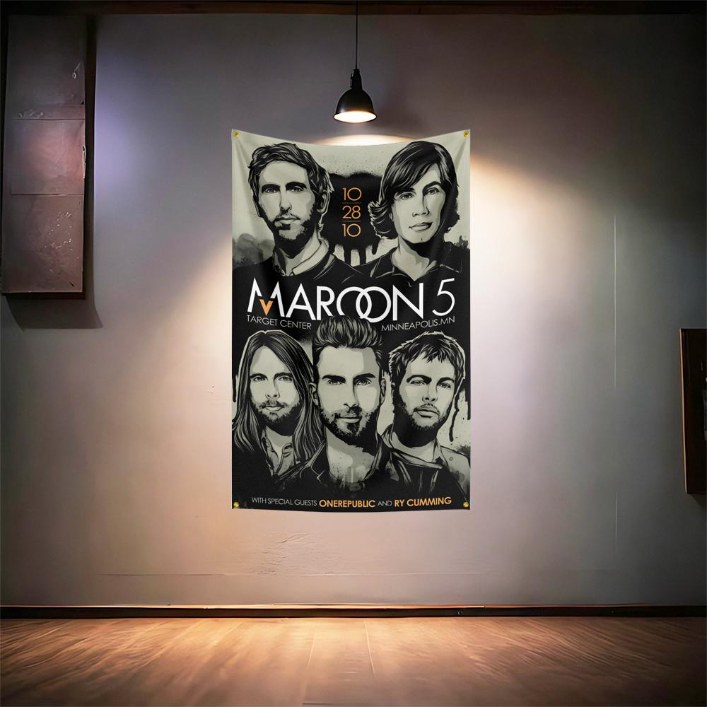 Rock Music Flag 3x5ft For Maroon 5 Fans Banner Hd Print Brass Grommet Garage Bedroom Living Room Dorm Wall Decor Tapestry