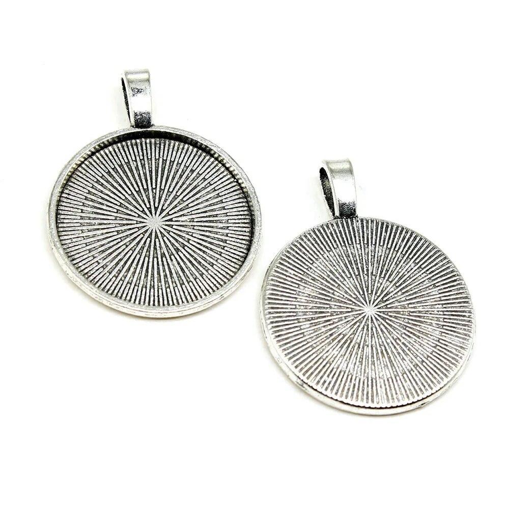 Подходит для круглого стеклянного кабошона 25 мм, поднос для установки, античное серебро, цветные компоненты, украшение ручной работы для изготовления ювелирных изделий