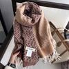 Korean Version 2023 New Contrasting Color Scarf, Gradient Color Thickened Winter Scarf