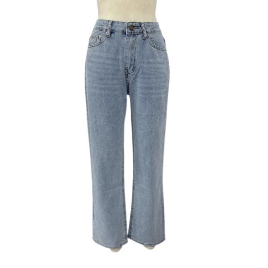 Широкие джинсы для женщин, эластичные джинсовые брюки с высокой талией и карманами, повседневные прямые джинсовые брюки