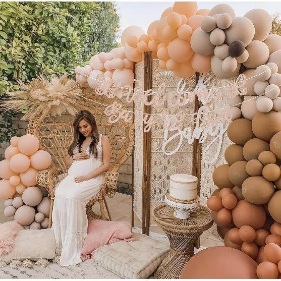 Pre-Strung Welcome Baby Girl Banner - Rose Gold Glitter Butterfly Theme Baby Shower Decorations, Perfect for Gender Reveal Party/Baby Girl Birthday