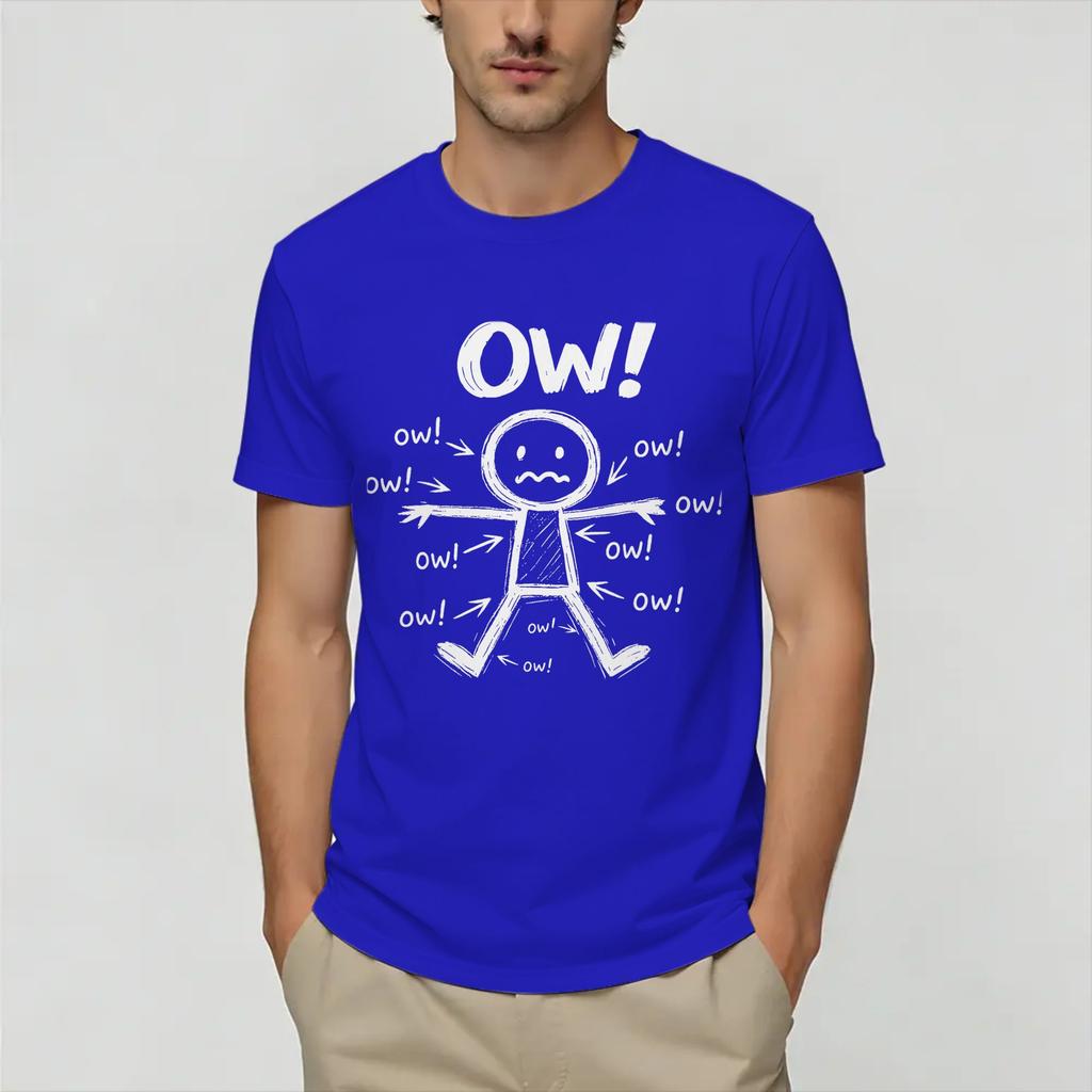 Funny Ow Ow Ow Ow Saying Body Unisex T Shirts Leisure Tees Short Sleeve Crew Neck TShirts Cotton Plus Size Clothes