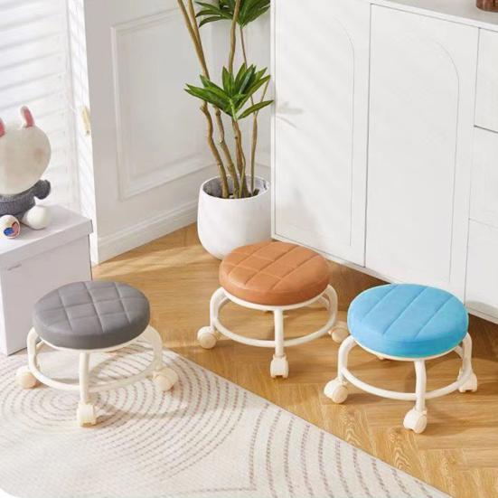 Низкий табурет Yousheng на роликах с вращающимися на 360 градусов колесами, искусственной кожей, подушкой на роликах, прочный вращающийся мини-стул, табурет для сидения