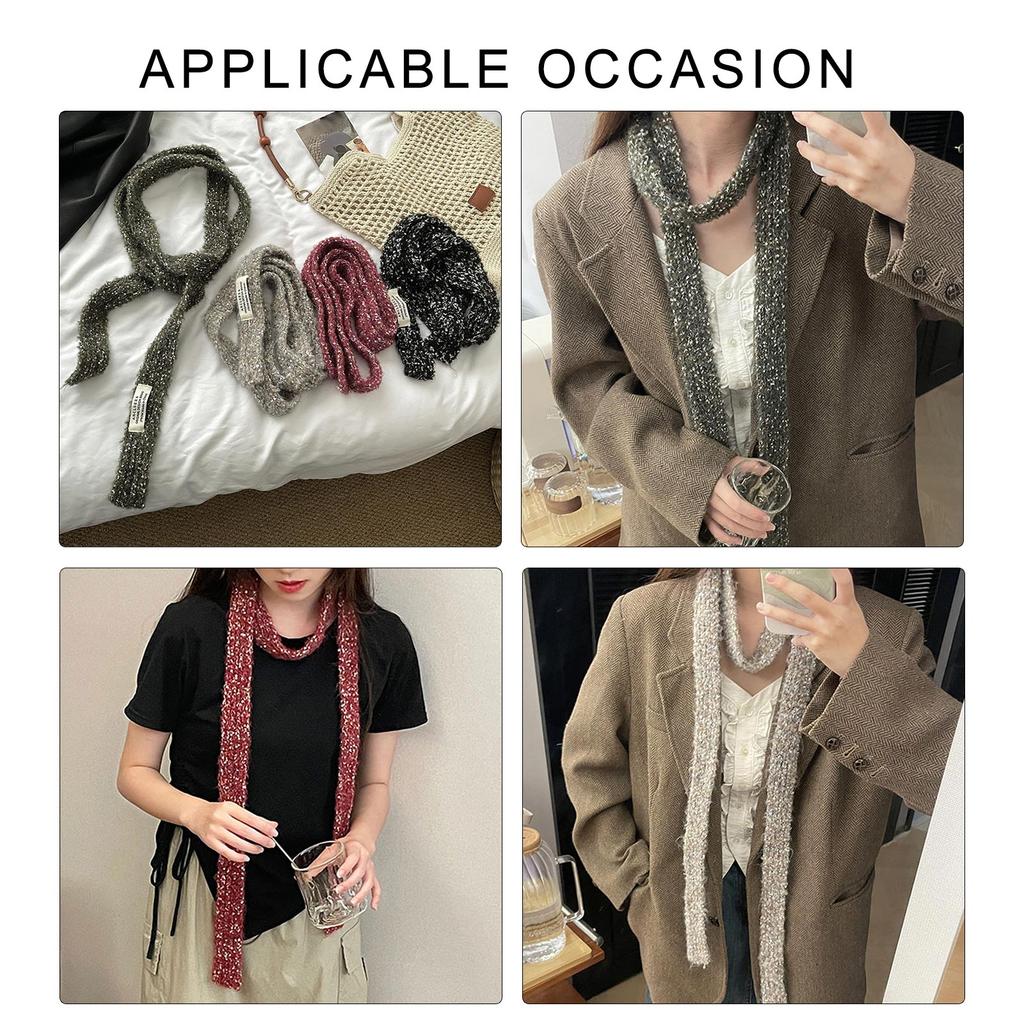 Вязаный шарф для женщин, длинный узкий пояс, галстук, шейный платок, реквизит для фотосессий для девочек, длинный шейный платок, узкий шарф, галстук