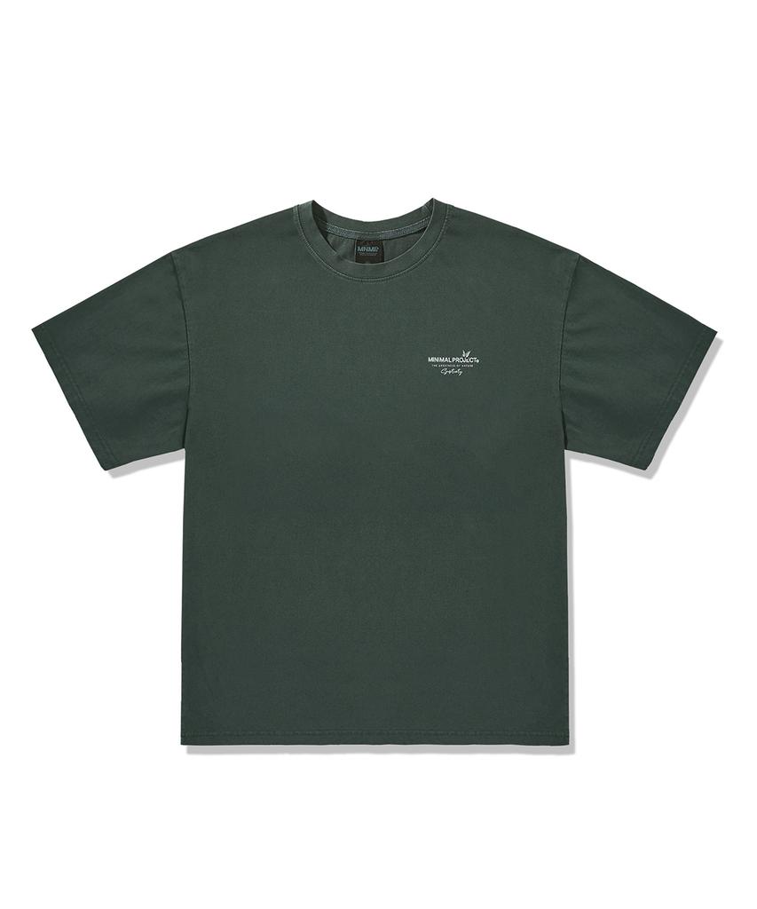 MINIMALPROJECT Flower Frame Pigment Short Sleeve T-Shirt Mst164 [Bluegreen]