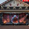 Happy Halloween Backdrop Neon Pumpkin Ghost Bat Photo Background Halloween Party Decor Banner for Photography Studio