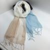 Lightweight Gradient Scarf Sun Proof Shawl Wrap Japanese Style Pure Linen Scarf  For Women Ladies