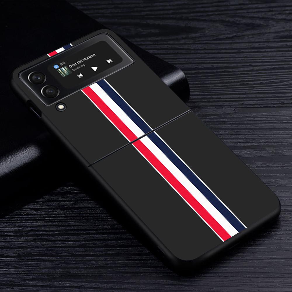 Чехол для мобильного телефона Samsung Galaxy Z Flip3 Flip4 5G черный чехол Z Flip 3 жесткий ПК роскошный чехол Zflip3 Funda спортивные фирменные полосы