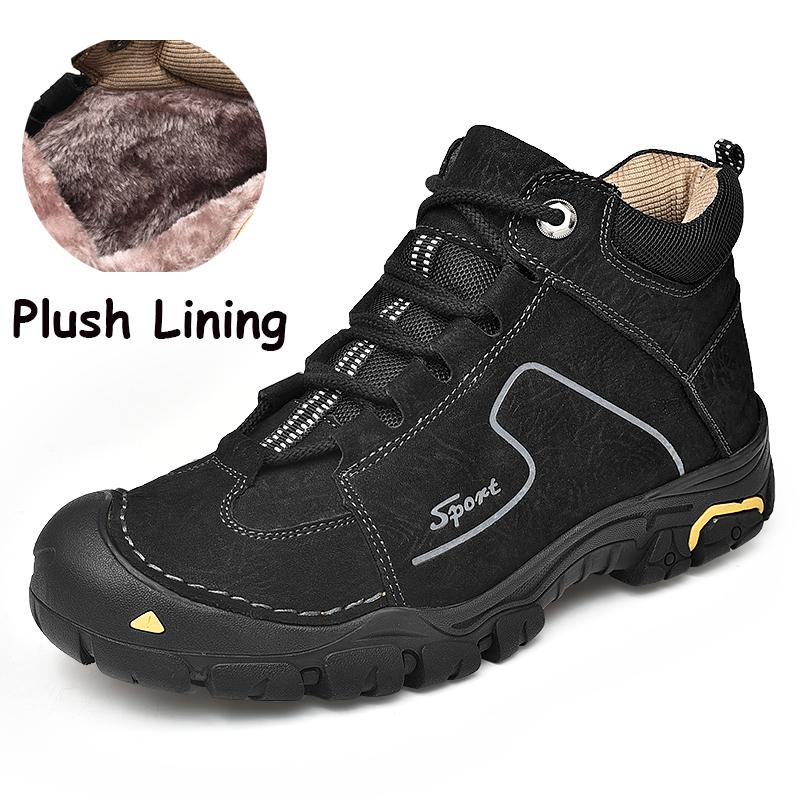 Men's Hiking Shoes Leather Outdoor Shoes Wear-resistant Men Trekking Walking Hunting Tactical Sneakers