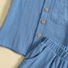 Summer Baby Boy Clothing Set Kids Solid Color Short Sleeve Shirt and Shorts Two-piece Set