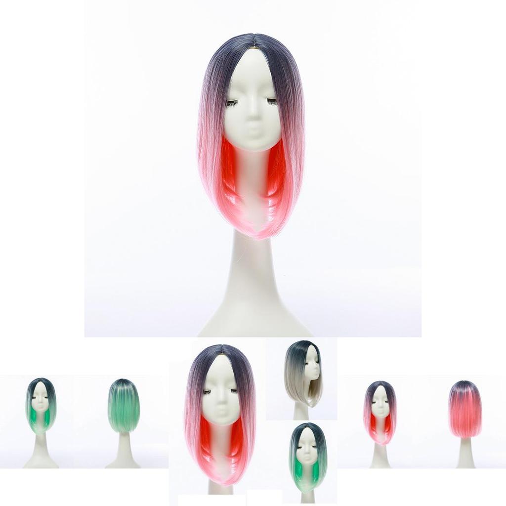 Short Hair Bob Wig With Gradient Color For Women And Natural Look