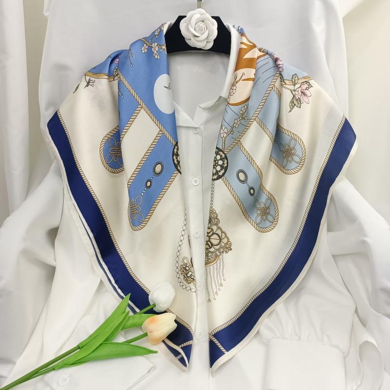Spring and Autumn Thin Silk Scarf Women's Mulberry Silk 90 Square Scarf Versatile Fashion Shirt with Shawl Silk Scarf