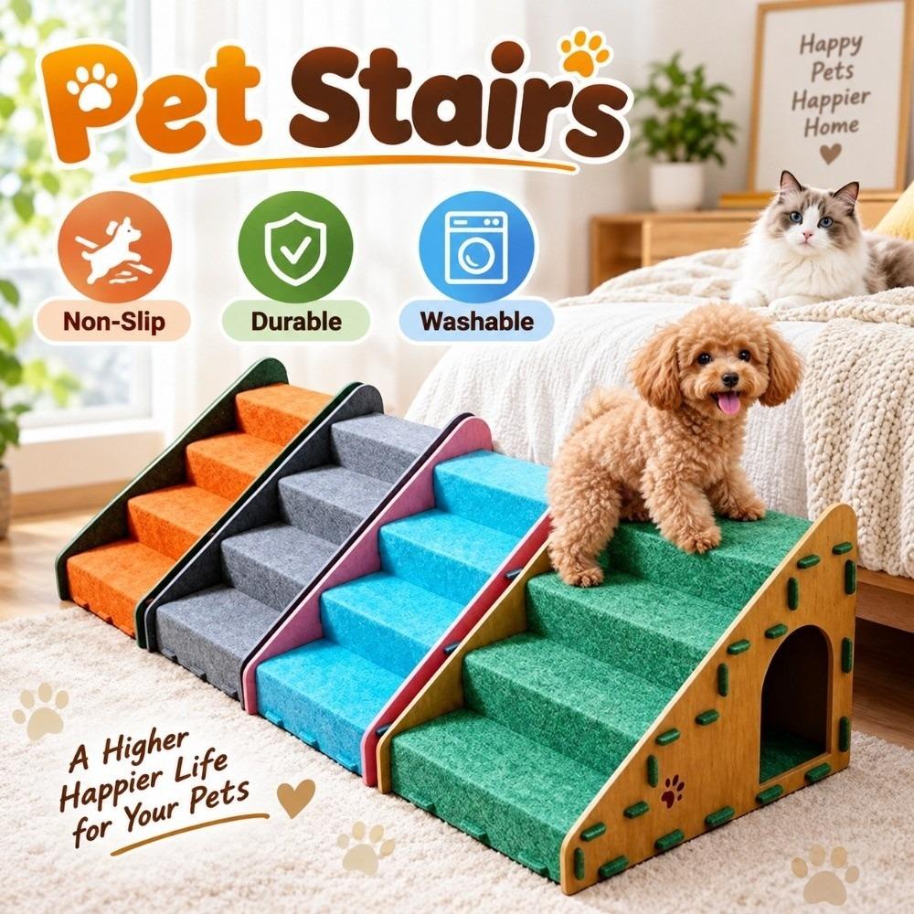 Non-Slip Cat Steps Durable Pet Ramp Scratching Post Pet Stairs Bedside