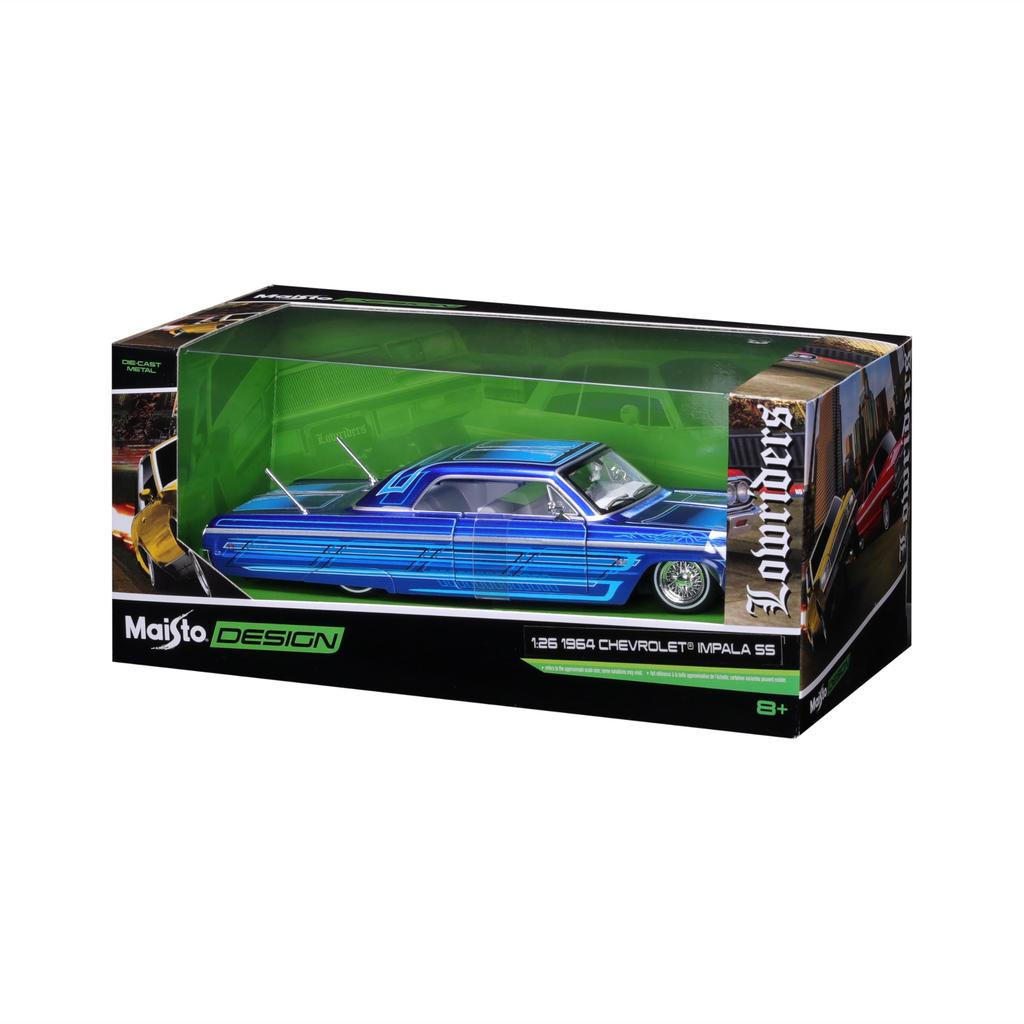 Maisto 1/26 Chevrolet Impala 1964 Синий Custom Lowriders Series / Металлическая модель автомобиля (Готовый продукт) 32547