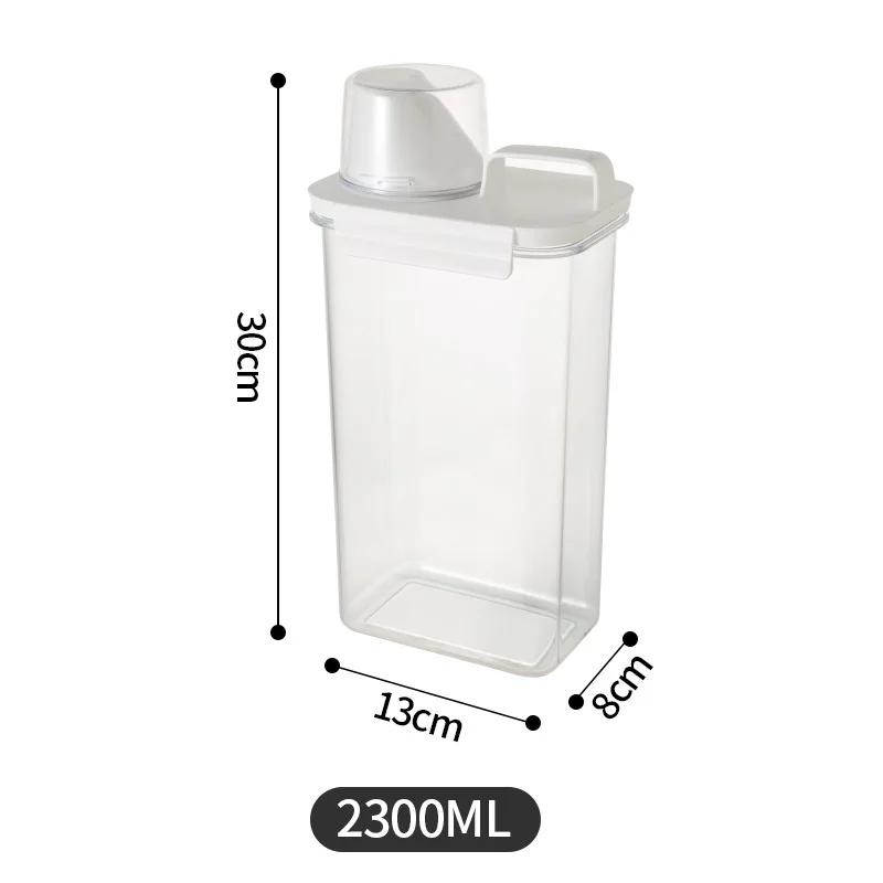 Airtight Laundry Detergent Dispenser Powder Storage Box Clear Washing Powder Liquid Container with Lid Rice Cerealn Dispenser