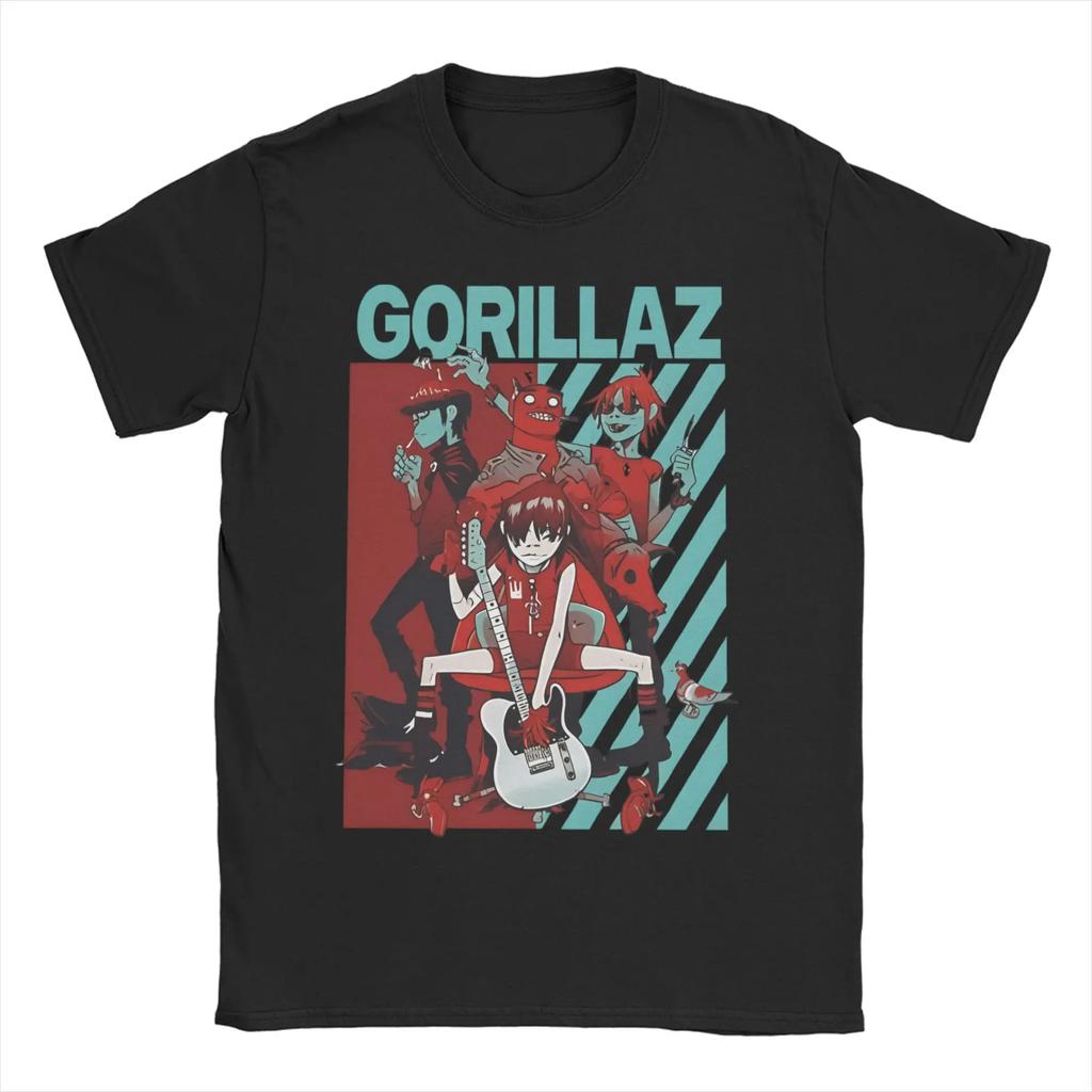 Панк-музыкальная группа Gorillazed Футболка для унисекс Женщин Чистый Хлопок Винтажная Футболка Круглый Вырез Футболка с Коротким Рукавом Одежда Графический