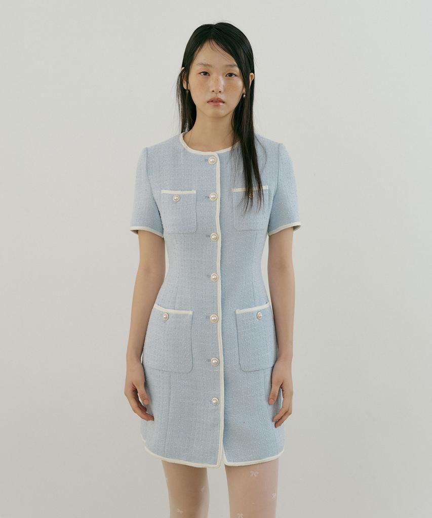 Lucirju Mary Tweed One-Piece (Sky Blue)