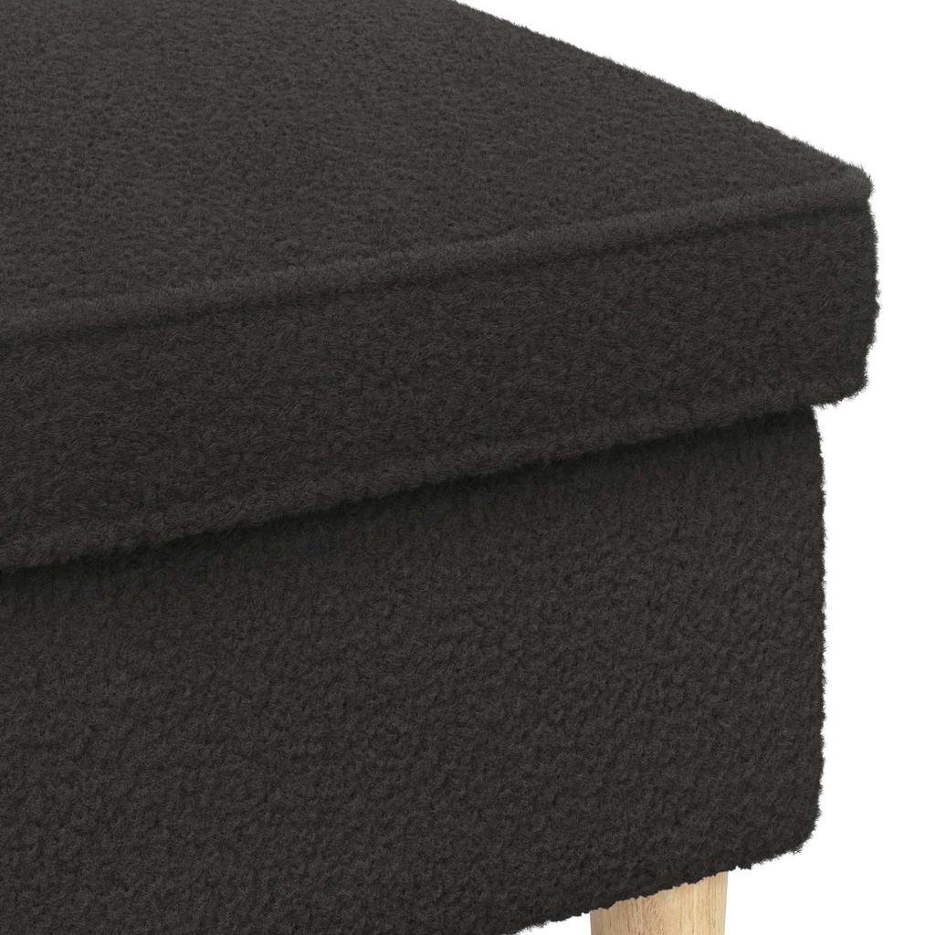 Black Footstool 55 x 35 x 41 cm Boucle