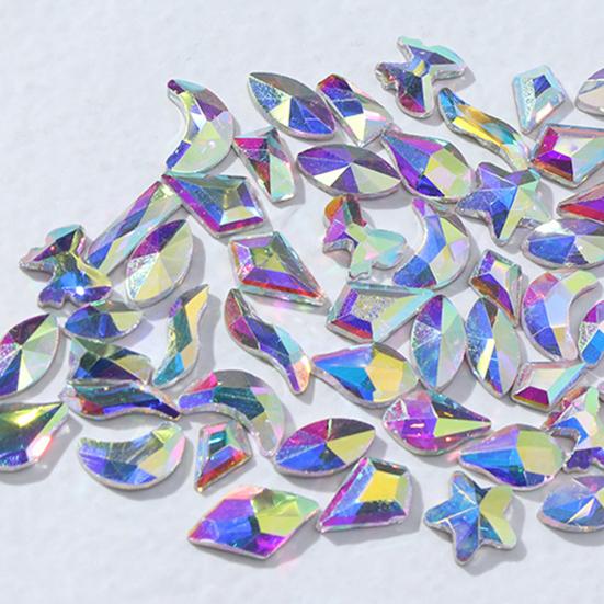 50 шт., стеклянные стразы для ногтей «Аврора», «сделай сам», стразы для дизайна ногтей, стразы с плоским дном, для потрясающего вечернего образа
