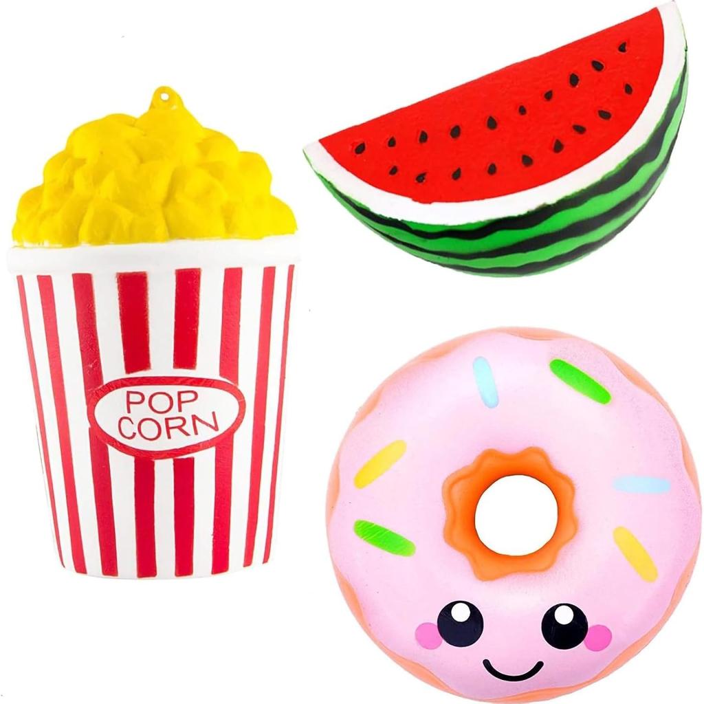 Slow Rising Squishies Toys Set Soft Kawaii Watermelon Donut French Fries Stress Relief Squeeze Toy For Boys Girls Party Favors
