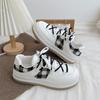 Retro Big Head Shoes Children's Spring and Autumn New Plaid Platform White Shoes Versatile Casual Board Shoes