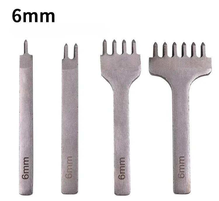 3/4/5/6MM 1/2/4/6 Prong DIY Leather Hole Punch Tool Leather Stitching Tools Diamond Chisel Leather Carving Punch Hole Work