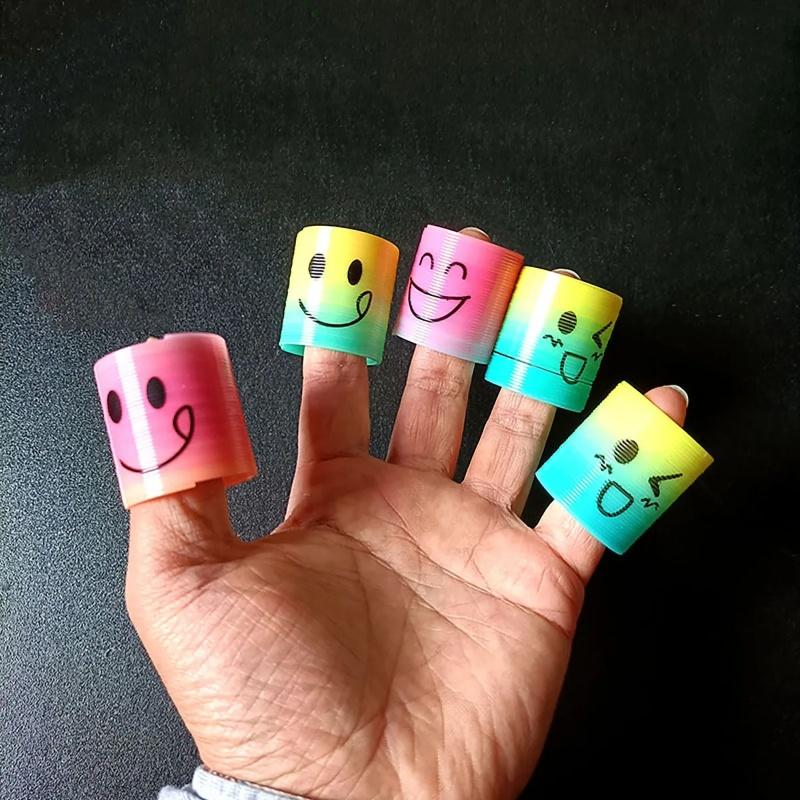 12/24/36pcs Rainbow Magic Springs Circle Toys Gradient Color Fingertip Coils Funny Kid Toy Halloween Party Favors Christmas Gift