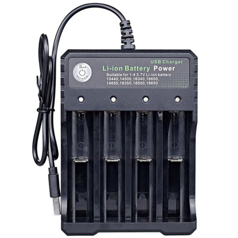 USB Зарядное устройство для аккумуляторов 4 слота Независимый зарядный адаптер Двухцветный индикатор Для 18650 Литиевый
