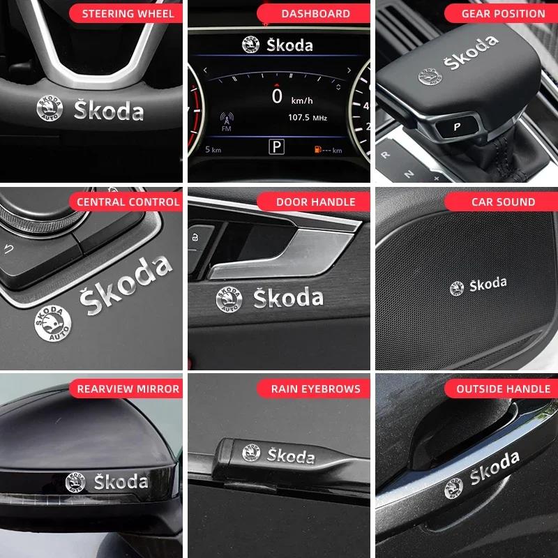 Car Emblem Logo Stickers Long Metallic Sticker Silver Badge For Skoda octavia a5 a4 mk1 fabia superb rapid mk3 yeti 2006 sign WL5