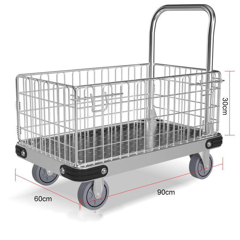 Silent Foldable Flatbed Hand Cart: Portable Turnover Trolley & Hand Truck