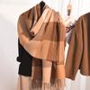 Scarf Women's New Winter Style Imitation Cashmere Knitted Color Blocked Shawl Trendy Korean Style Thickened Warm Versatile Long Scarf