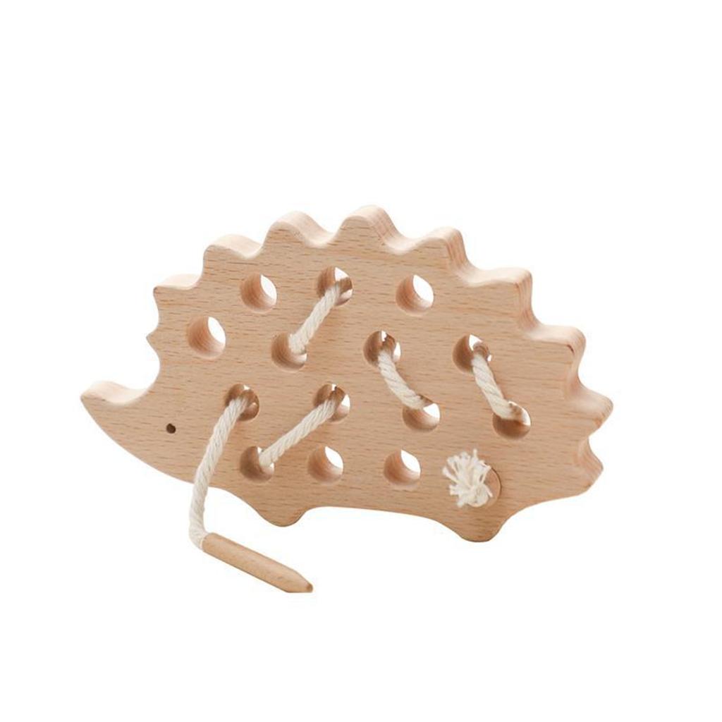 Baby Wooden Early Education Puzzle String Board Animal Toys Hedgehog Stringing Game Hand-eye Coordination Toys