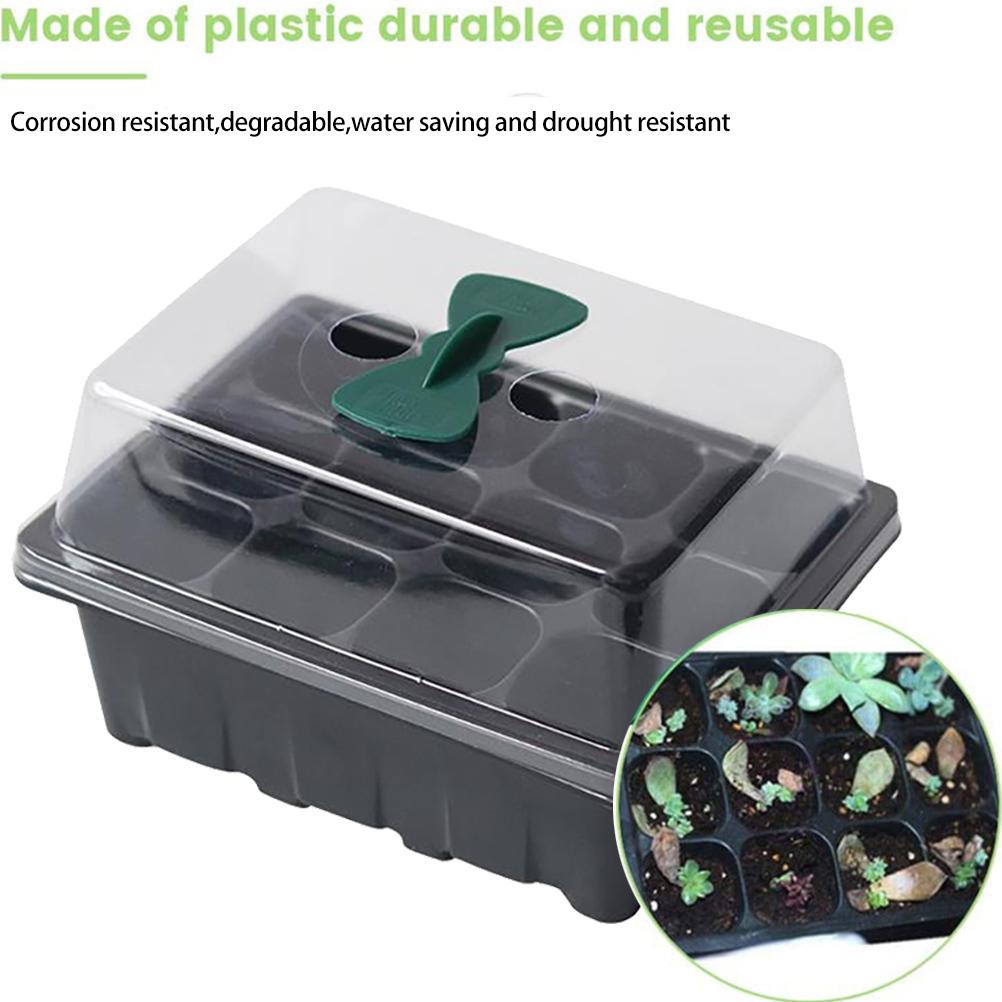 12 Hole Tray Seed Starter Tray with Lid Grow Box Seedling Nursery Tray for Greenhouse Seedling