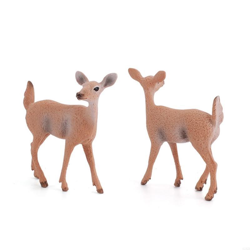 62KD Artificial Deer Family Figurines Miniature Cake Toppers Home Decoration