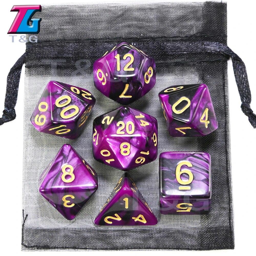 Игровые кости DND, ролевые игральные кости, набор кубиков для смешивания цветов с сумкой, 9 различных стилей, доступных для портативных игрушек, DND, RPG, TRPG, игры