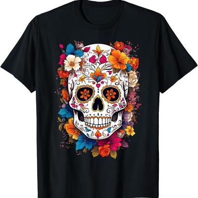 День Мертвых 2023 Сахарный Череп La Catrina Хэллоуин Футболка