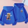 Kids Cardigan Hoodie Zipper Style Sweatshirt Girls Boy Loose 3-12Yrs Leisure Fashion Coat Colorful Mechanical Bear Print Clothes