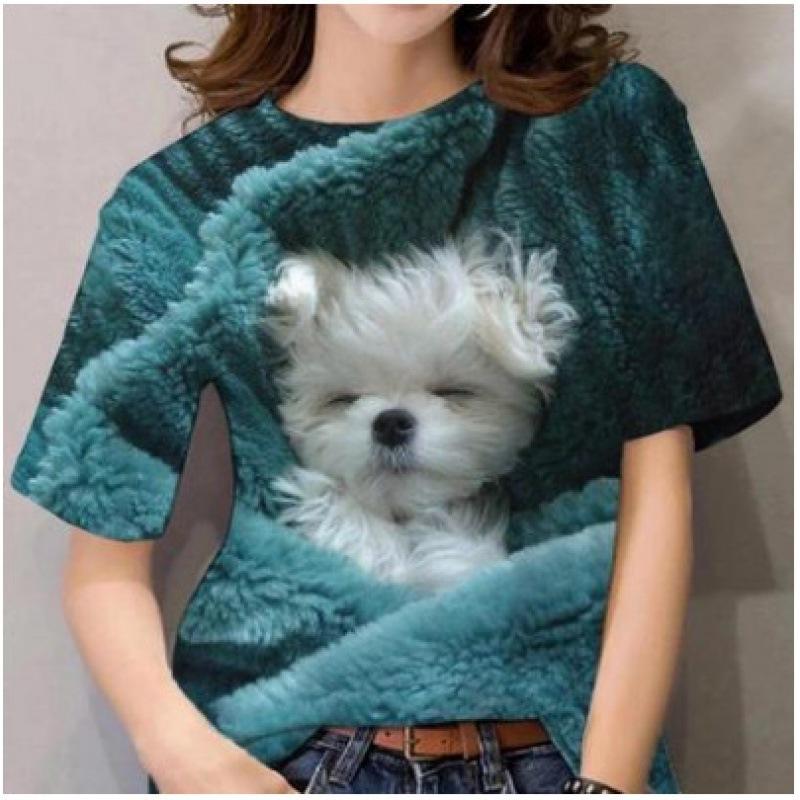 Летняя женская футболка с коротким рукавом, милый кот с 3D-принтом, модные свободные повседневные футболки с круглым вырезом, женские