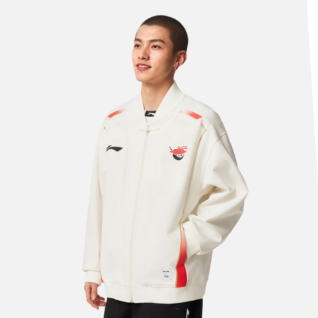 Li Ning X LPL Коллаборация Сращенная Молния Дышащая Универсальная Свободная Куртка Унисекс куртки Молочно-белый AFDU733-1