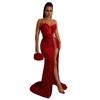 CY900100 popular, European and American women's clothing sexy suspender sleeveless sequined dress split dress
