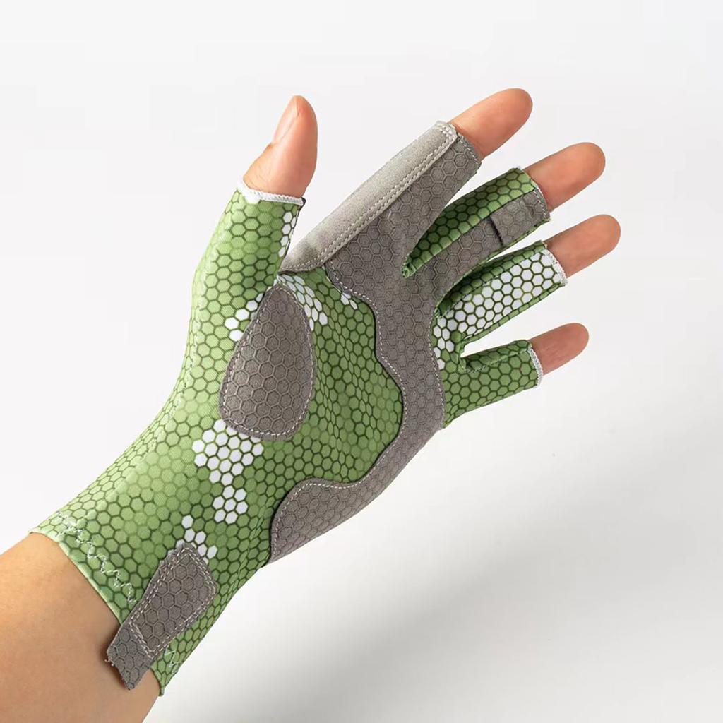 1 пара камуфляжных перчаток для рыбалки с полупальцами, защита от ультрафиолета UPF 50+, легкие перчатки без пальцев для мужчин и женщин, для занятий спортом на открытом воздухе, парусного спорта, каякинга, гребли