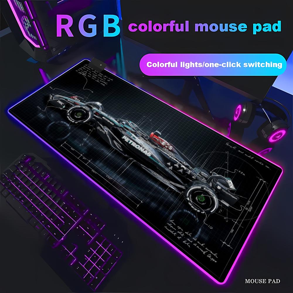 RGB 1 шт. Коврик для мыши, Модный гоночный узор, Противоскользящая резиновая подложка для игрового компьютера, Премиум-дизайн PC Racing, Большой коврик для мыши