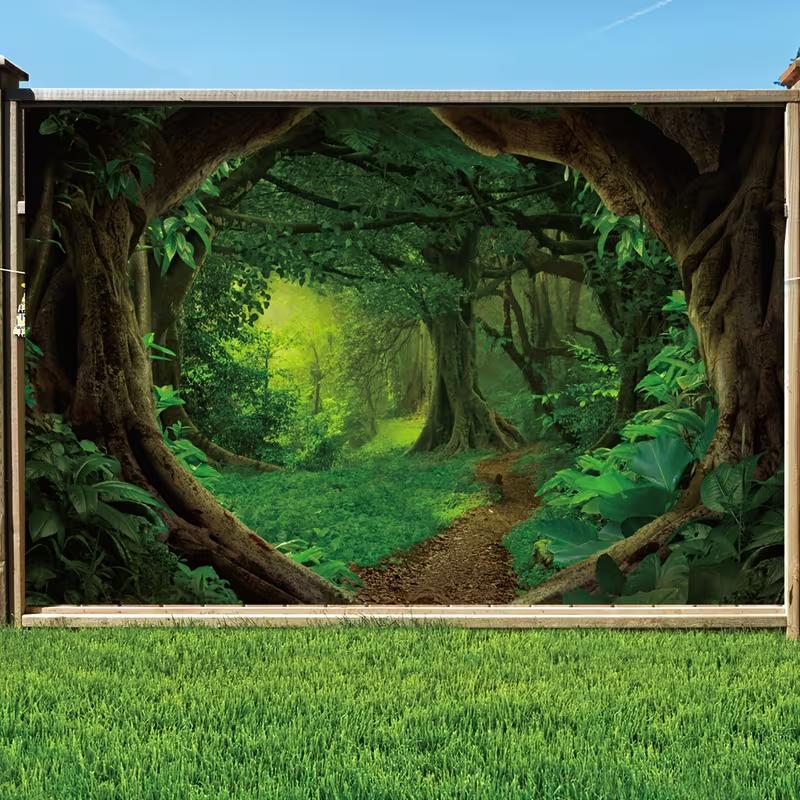 2D Dark Green Forest Backdrop for Kids & Fantasy Studio Shoots
