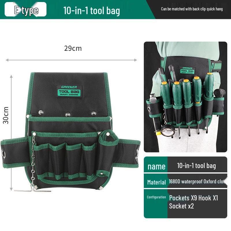 Green Forest Oxford Cloth Tool Waist Bag for Electricians