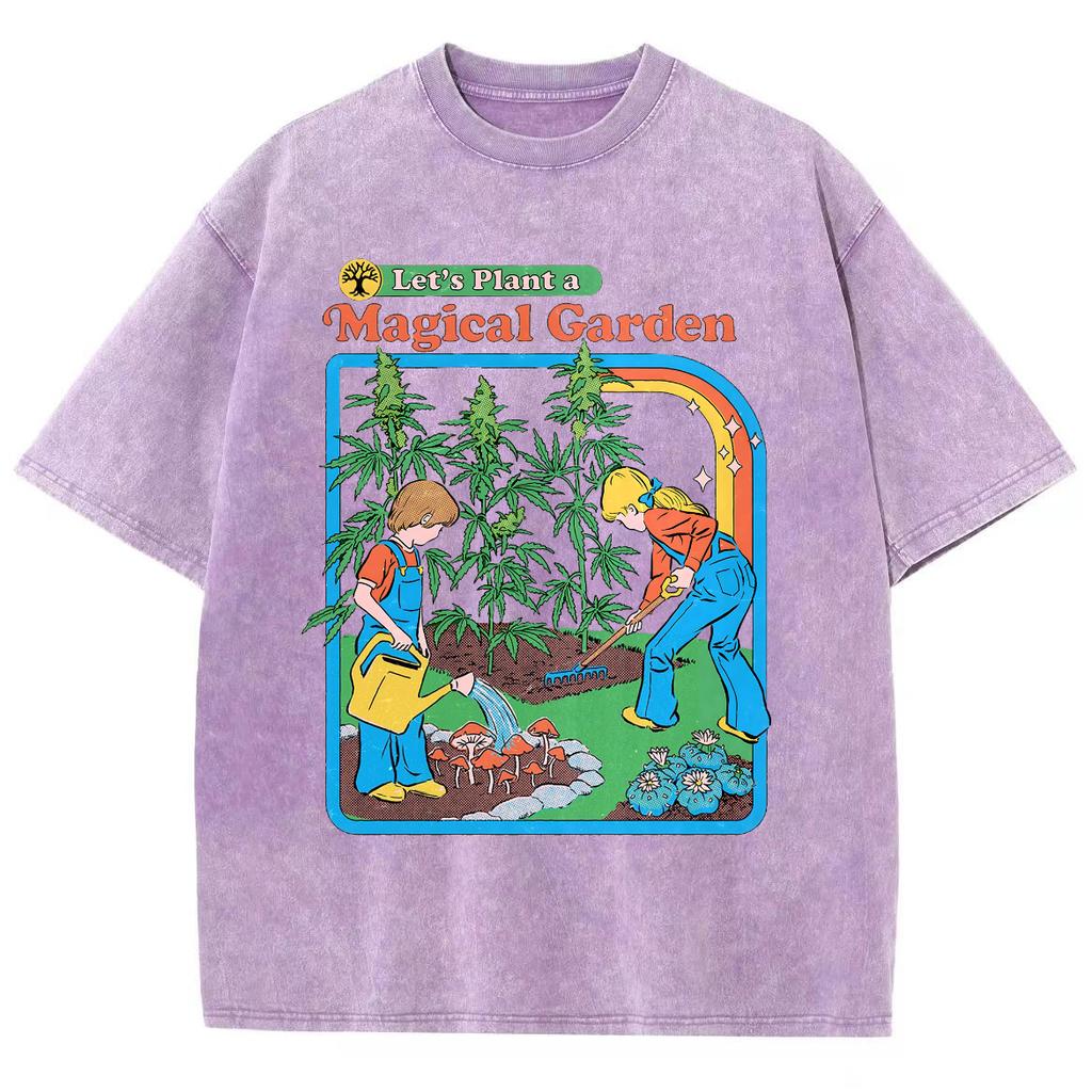 Я сажаю цветы в саду аниме женская спортивная футболка стираная модная одежда хлопок свободный короткий рукав ретро