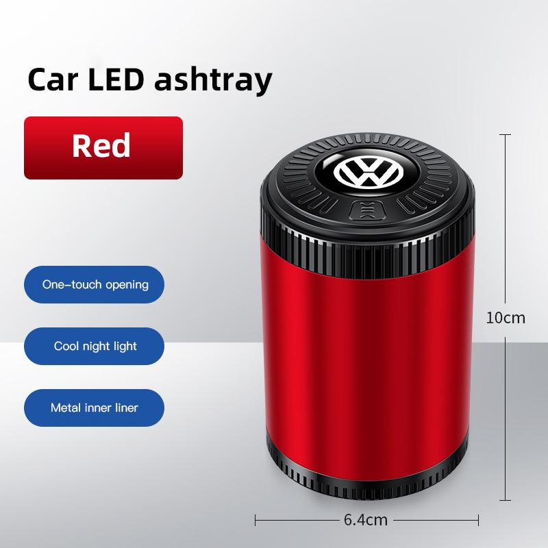 Volkswagen Car LED Ashtray Atmosphere Light Ashtray For VW Golf Passat Phaeton Car Flame Retardant Cigarette Holder Cup keychainKD1