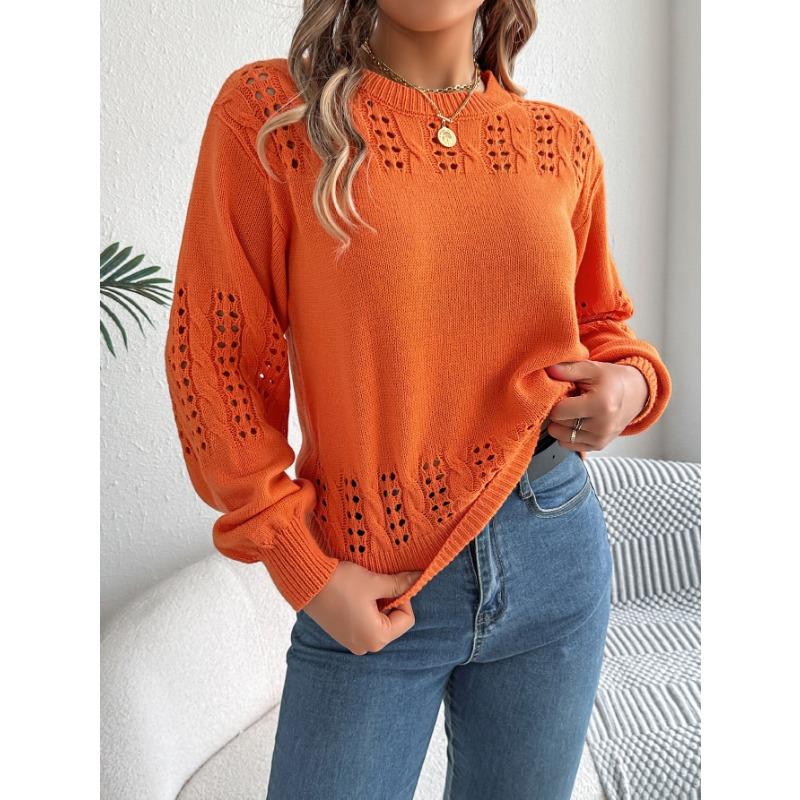 Осенне-зимний повседневный однотонный свитер с рукавами-фонариками